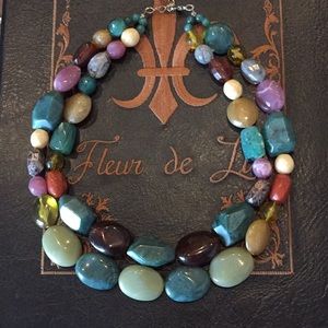 Multiple Gem Stone Adjustable Necklace
